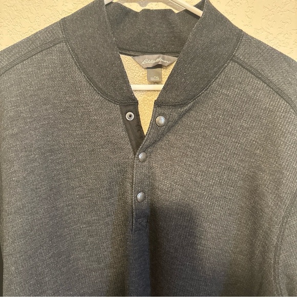 Eddie Bauer Sweater Mens Extra Large Gray Fleece Sherpa Outdoor Snap Sweatshirt - Picture 3 of 7